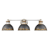 Golden Lighting Kinsley 3 Light 29" Wide Bathroom Vanity Light with Antique Black Iron Shades Aged Galvanized Steel